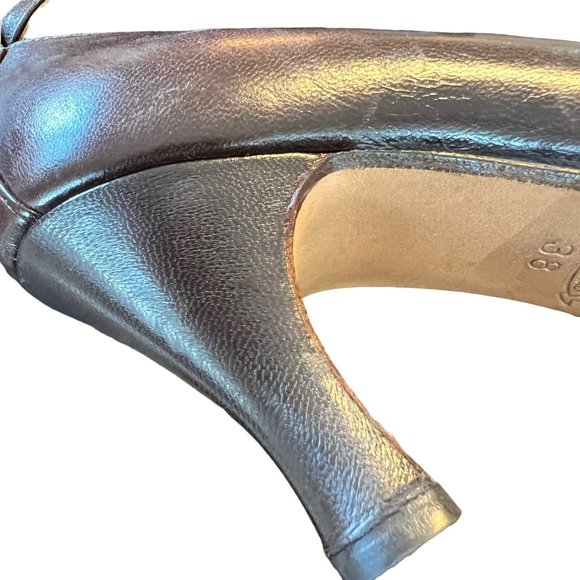 Vintage Jean Marie Chocolate Brown Leather Criss-Cross Strap Pumps Italy - Picture 11 of 15